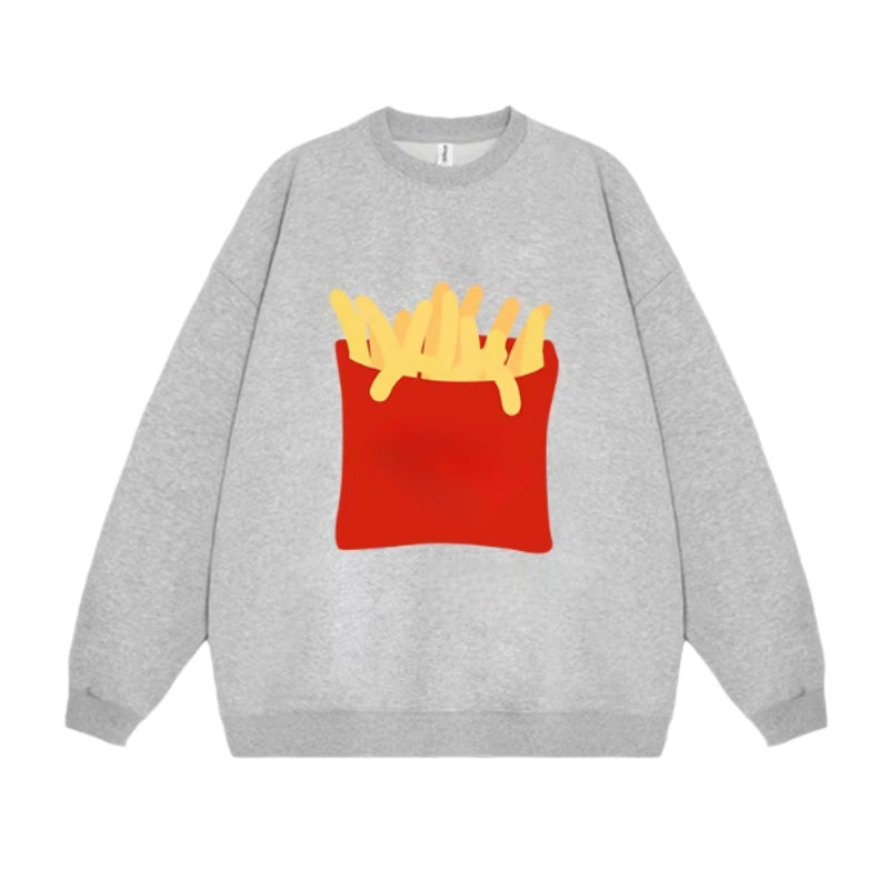 French Fries Print Crewneck Sweatshirt
