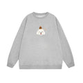 Cute White Puppy Graphic Grey Sweatshirt