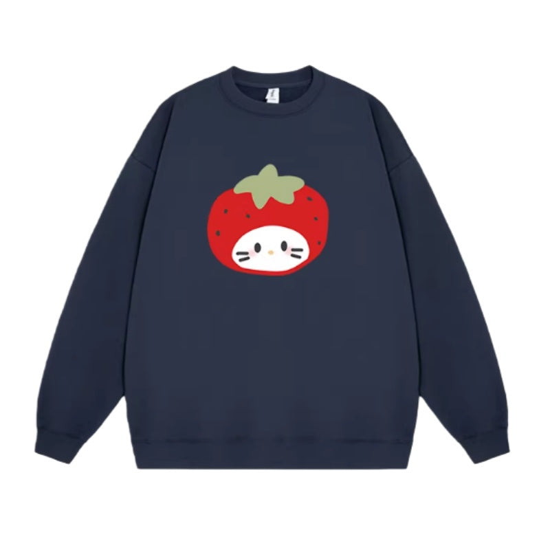Navy Sweatshirt with Cherry Tomato Print