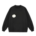 Retro Patch Print Versatile Black Sweatshirt