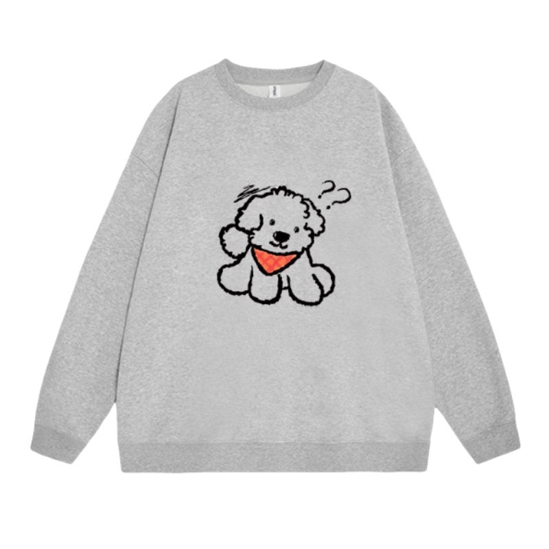 Adorable Puppy Graphic Gray Sweatshirt