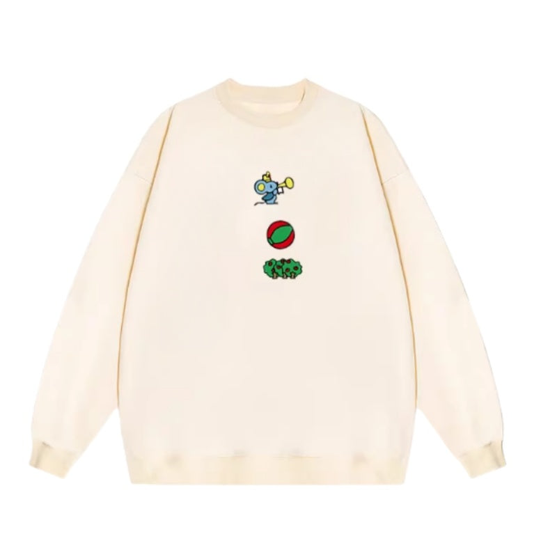 Unique Cartoon Print Yellow Sweatshirt