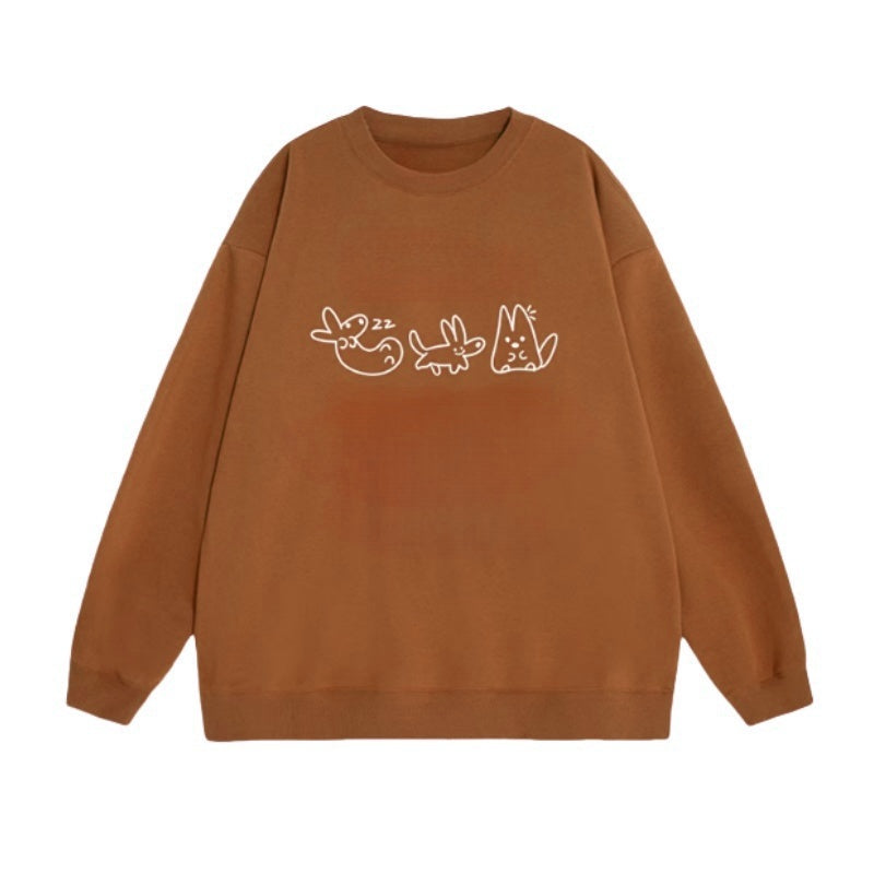All-Purpose Cute Brown Hand-Painted Sweatshirt